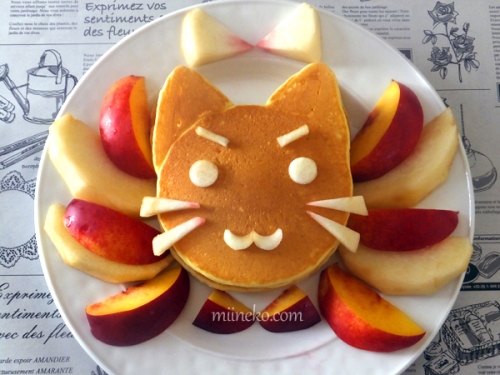 型を使わずパンケーキ☆【猫のパンケーキ】 (ねこ/ネコ/ホットケーキ)